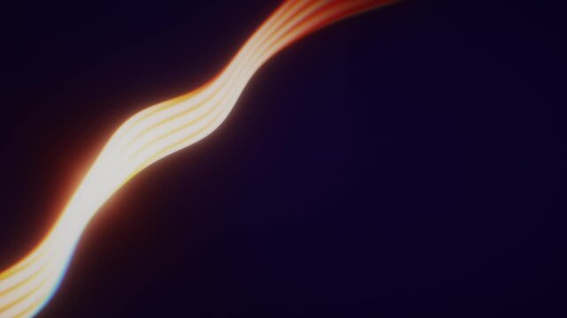 Luminous amber and warm white light beam with soft blurred edges sweeps diagonally across dark void in 3D motion background