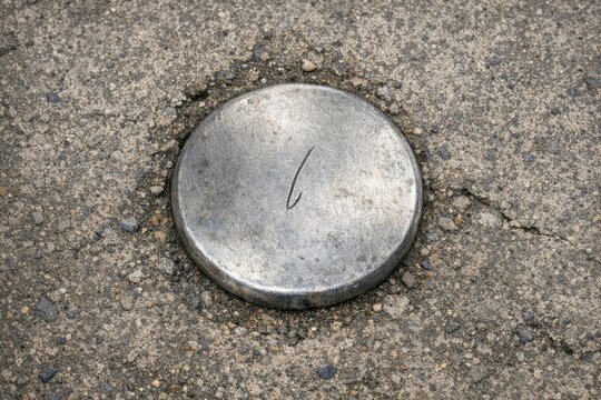 A metal object found on the ground with a marker in it