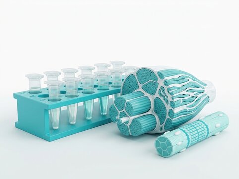 Laboratory protein sample tubes and muscle fiber models for dystrophy research study