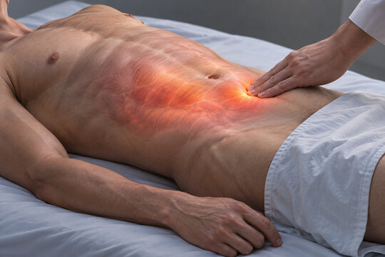 Clinical Examination of Rigid Painful Abdomen