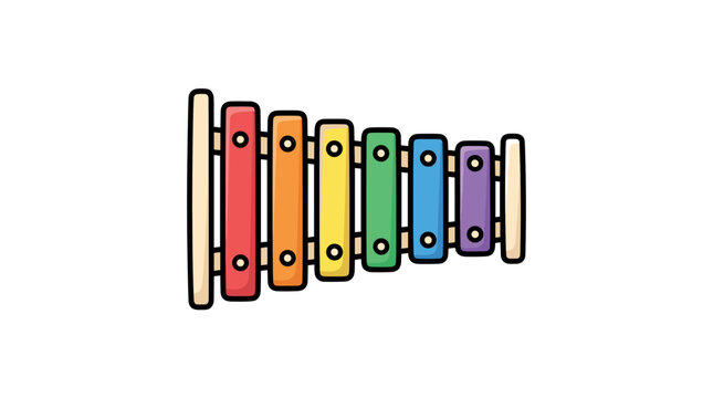 A colorful cartoon xylophone vector illustration, perfect for children music education, nursery decor, school projects, kids toys designs and creative musical learning concepts.