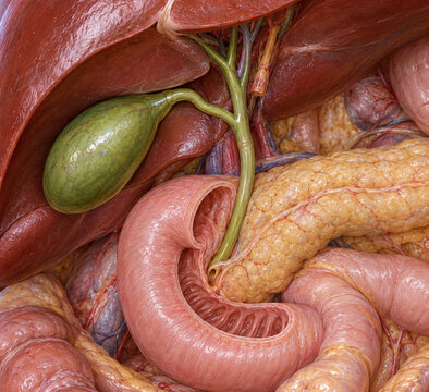 Detailed Biliary Anatomy Beneath Liver and Pancreas
