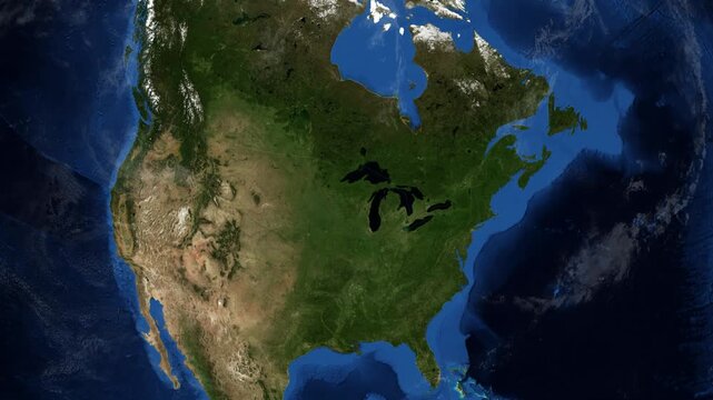 Cinematic 3D Earth Globe Orbital Zoom into Wisconsin, United States Borders