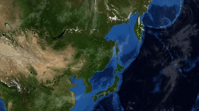 Cinematic 3D Earth Globe Orbital Zoom into Yevrey Region, Russia Borders