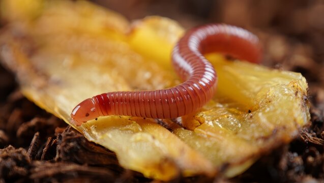 Close-up of a Millipede on a Yellow Object