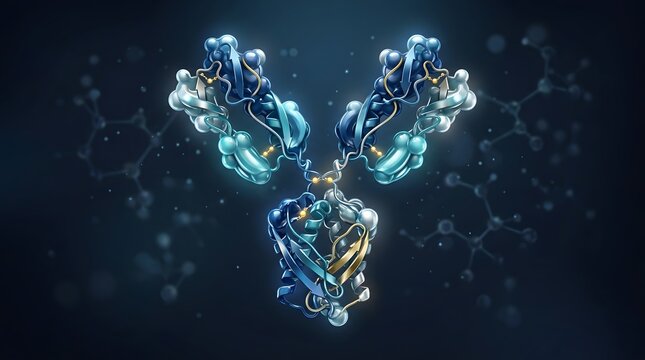 Scientific 3d illustration of an antibody protein structure