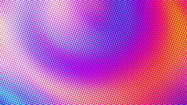 Abstract halftone background with vibrant pink and blue gradient dots pattern