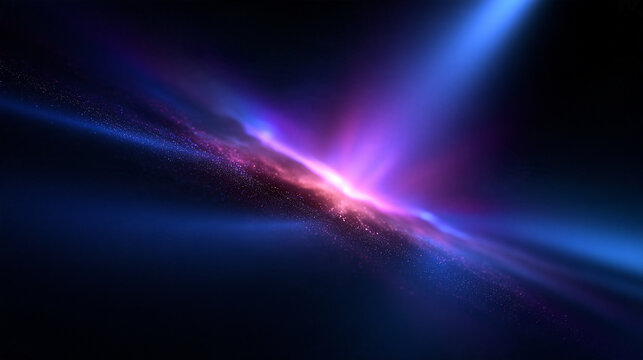 Cosmic Nebula with Glowing Beam of Light in Deep Space