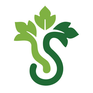 Letter S with leaf, nature logo design concept.