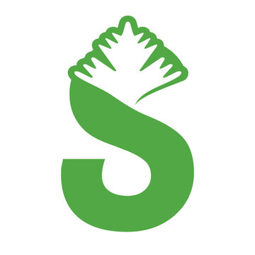 Letter S with leaf, nature logo design concept.