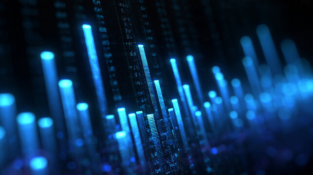 Abstract Glowing Blue Digital Big Data Visualization
