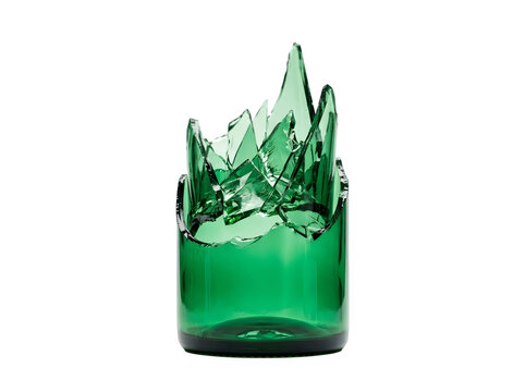 A broken green glass bottle base isolated on transparent background