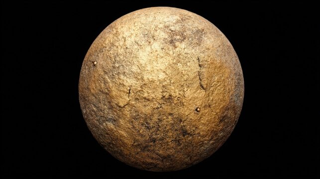 Weathered antique gold sphere with distressed patina and tactile aged metal texture on black. Sophisticated framing serves visual branding, digital publishing, and promotional layouts.