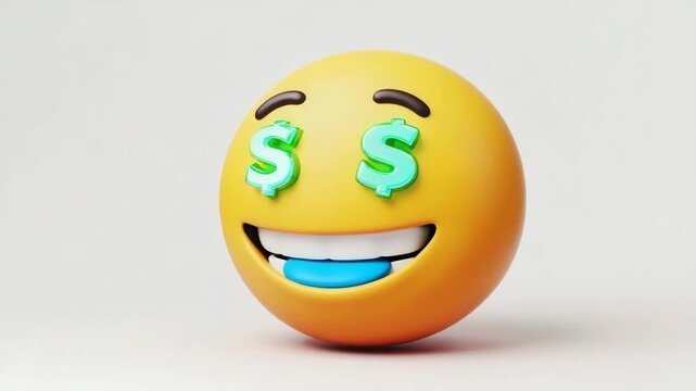 Smiling Money Eyes Emoji Representing Wealth, Financial Success, Profit, Cash and Business Opportunity
