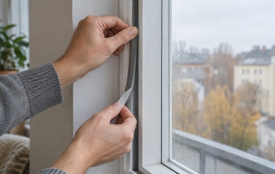 Installing Self Adhesive Weatherstrip on Window Frame