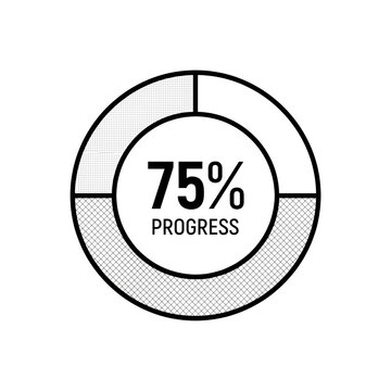 75 percent progress circular loading bar icon isolated on transparent background