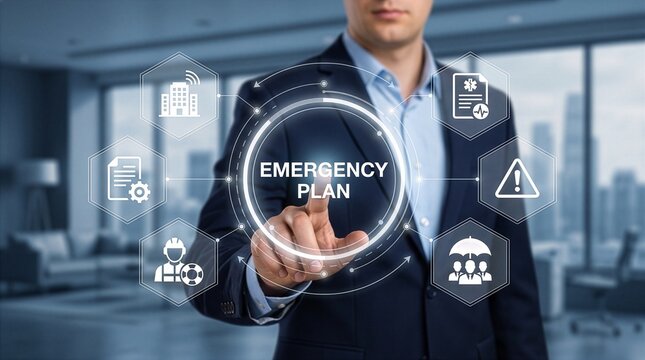 Business emergency plan concept. Checklist to do in disaster, continue business and build resilience concept. Smart emergency.