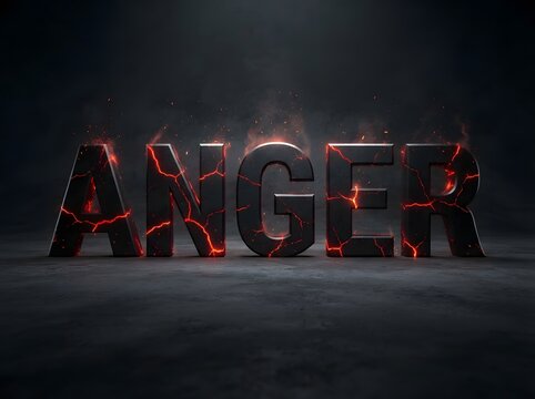 Anger Concept with Glowing Cracks and Fiery Red Light
