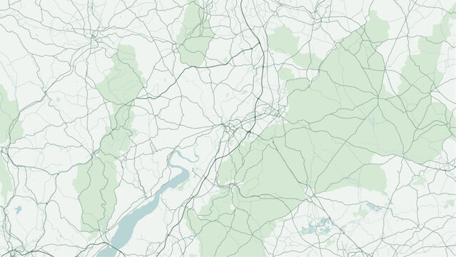 Modern minimalist vector map of Gloucester, Gloucestershire, UK. Scalable cathedral city street grid, River Severn, Gloucester and Sharpness Canal, Gloucester Docks, and rail for wall art posters.