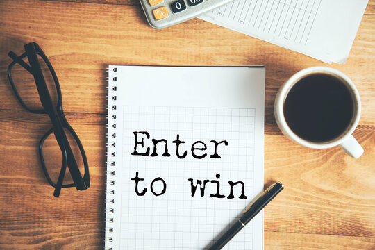 Enter to win text on paper