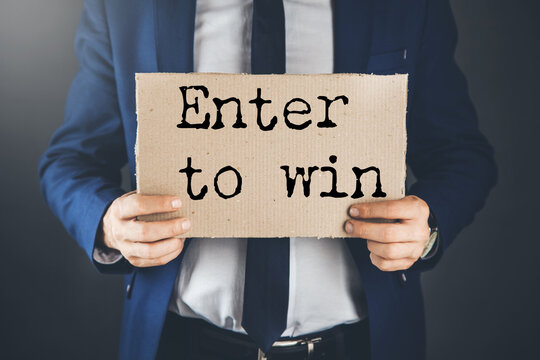 Enter to win text on paper