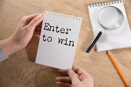 Enter to win text on paper