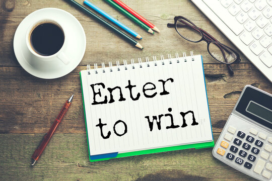 Enter to win text on paper