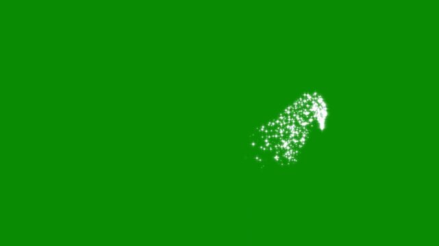 Twinkle stars line glitter sparkles, magic glitter sparkle trail, fairy dust  glitter star trail transition, blinking cartoon stars, star sparkle vector doodles, glowing light effect, green screen. 4k