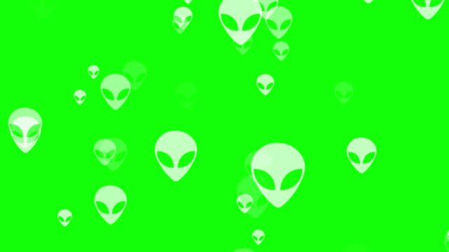Animated alien face icon, extraterrestrial head on green screen, 4K video.