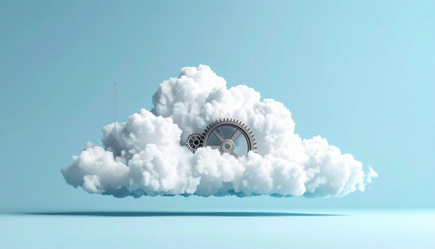Abstract technology concept with cloud gear mechanism and copy space