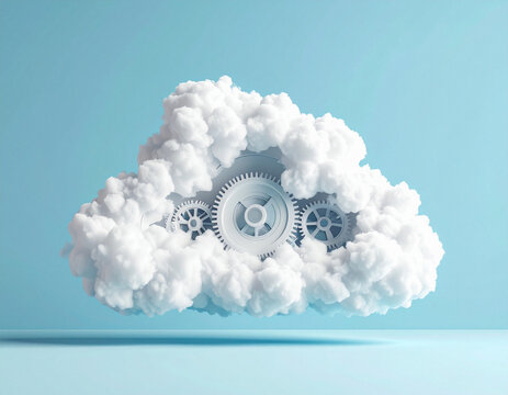 Abstract technology concept with cloud gear mechanism and copy space 2