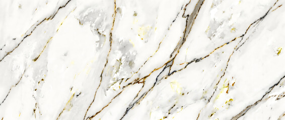 White marble texture background with striking black and golden veins and yellow mineral accents for luxury interior design © UmmeFarhatunnesa