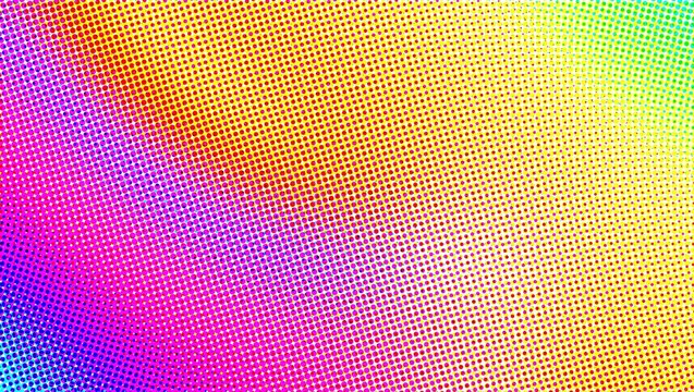 Abstract halftone background with vibrant rainbow dots and gradient pattern