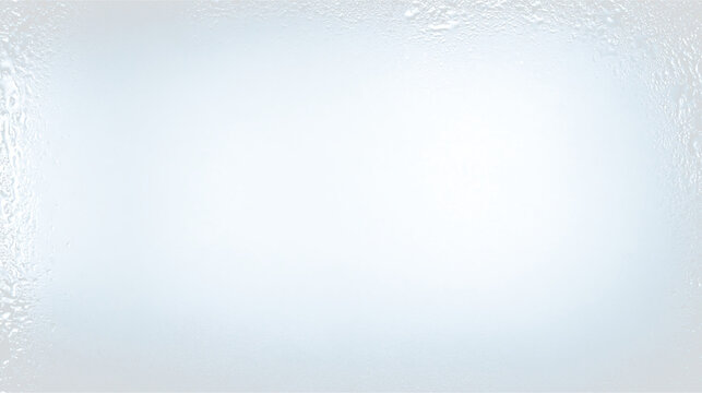 Frosted glass window frame overlay on transparent background. Realistic winter frost border with icy crystal texture. Copy space for text