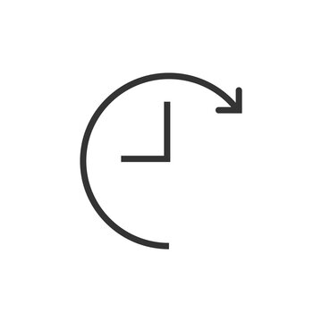 Circular arrow around right angle clock hands symbol for history or restore time function.