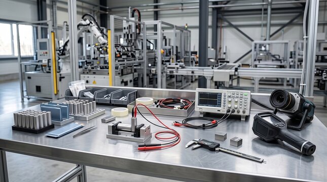 Modern industrial lab testing sodium ion battery components with advanced equipment and machinery