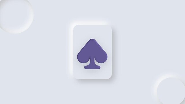 Minimalist purple spade card icons on white neumorphic background