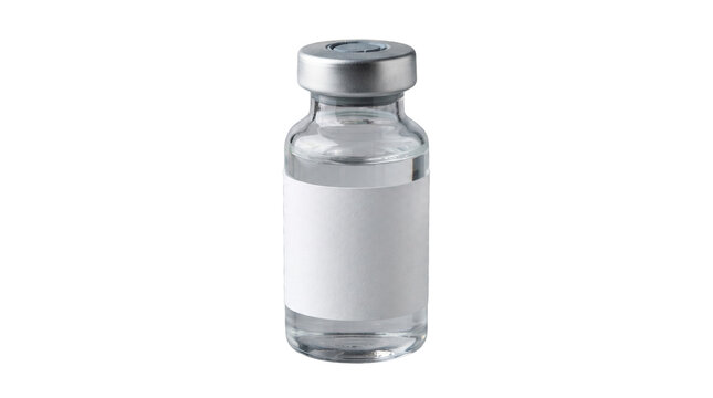 Medical vial with blank label and rubber stopper