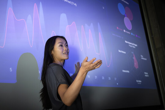 Professional Woman Presenting Data in a Conference Room