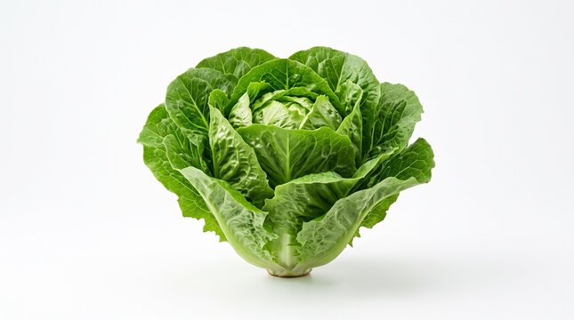Vibrant romaine lettuce displayed on a clean white surface for cooking