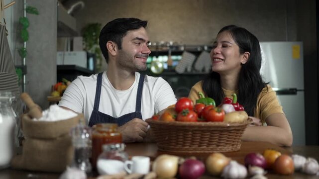 Smiling Couple Pose Together With Fresh Tomato