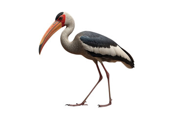 Obraz premium Standing White Gray Stork With Orange Beak