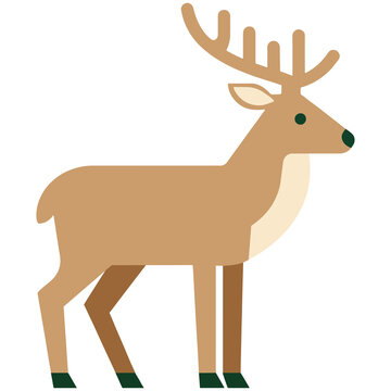 Standing reindeer wild deer winter Christmas animal wildlife vector illustration
