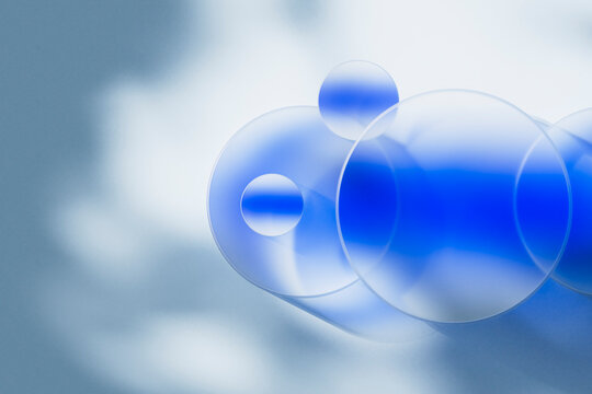 Abstract Blue Glass Spheres and Circular Connections