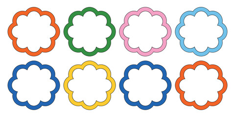 Fototapeta premium Wavy Bubble Frame Featuring Cute Fluffy Cloud Rectangle Shapes with Simple Round Borders for Summer Banners, Labels, Abstract Art, Posters and Decorative Graphic Design