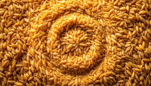 Spiral pattern of golden cereal grains texture.