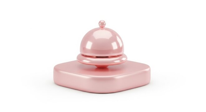 A minimalist, rose gold service bell with a sleek, modern sits on a white surface, symbolizing hospitality or a call for attention
