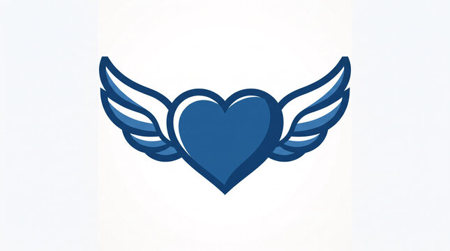 Blue heart with wings symbol representing love and freedom