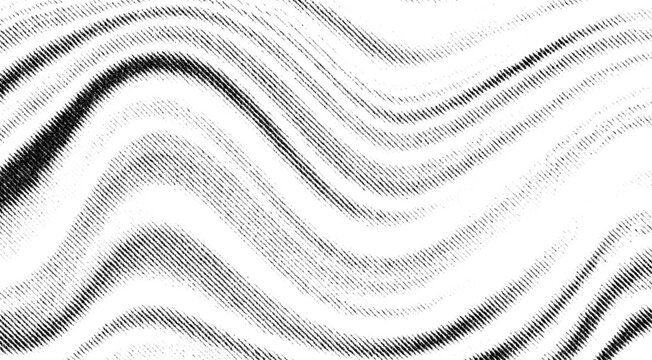 Flowing curved stripes create a layered wave pattern with fine printed halftone grain.