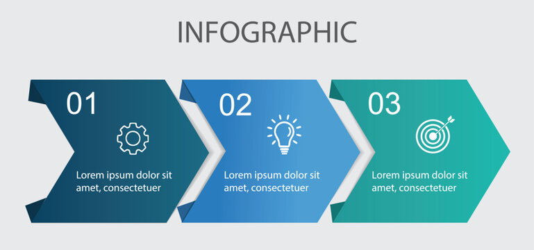 infographic arrows design template. Planning, Marketing, Strategy and Business presentation in 3 steps  